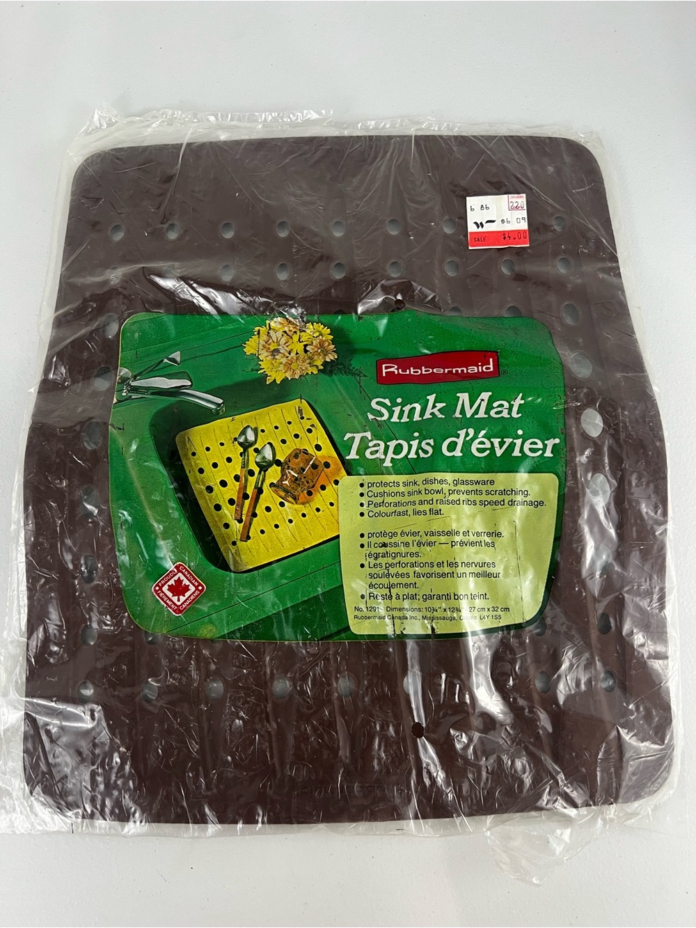 VTG Rubbermaid Sink Mat Chocolate Brown 1291 NOS Canada